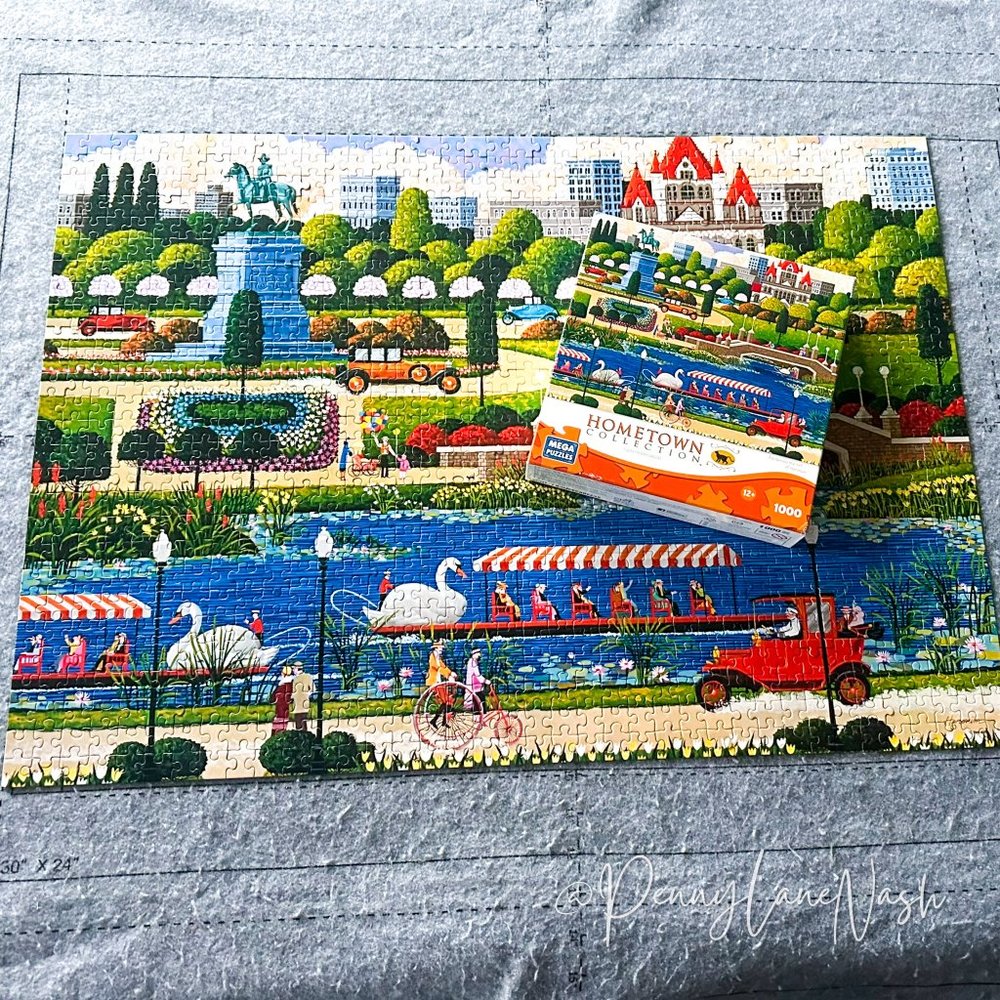 Hometown Collection Swan Boats in Boston Park 1000 Pc Jigsaw Puzzle - Picture 4 of 9
